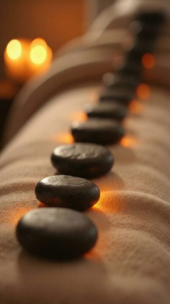 أحجار مساج ساخنة للاسترخاء في مركز ريلاكس ستيشن